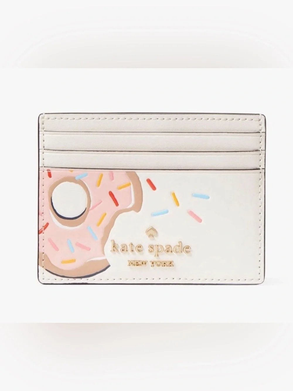 New Kate Spade Coffee Break Donut Small Slim Card Holder Wallet KF488
